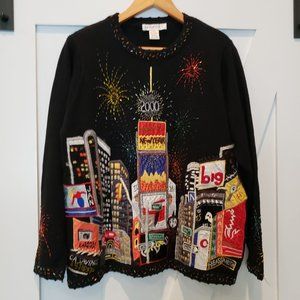 New Year's Eve Year 2000 Vintage 1999 Sweater Arriviste Y2K size medium
